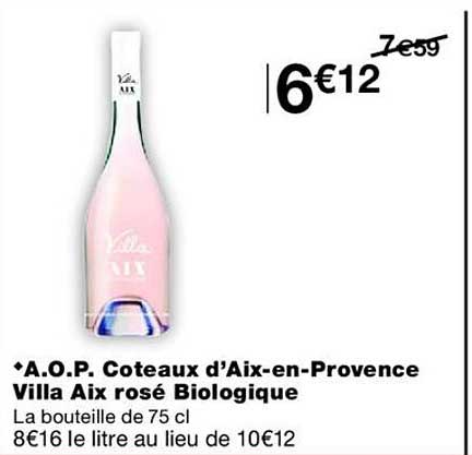 A.O.P. Coteaux d’Aix-en-Provence Villa Aix rosé Biologique