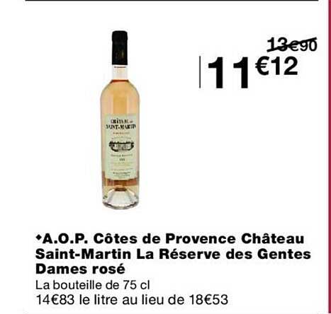 A.O.P. Côtes de Provence Château Saint-Martin La Réserve des Gentes Dames rosé