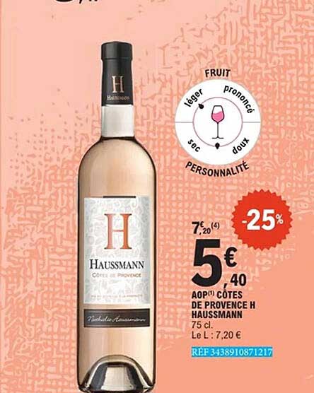 AOP CÔTES DE PROVENCE H HAUSSMANN 75 cl.