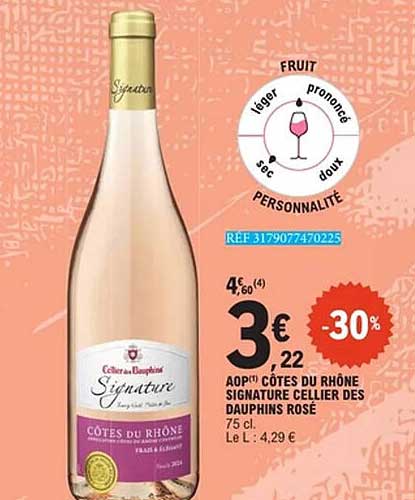 AOP CÔTES DU RHÔNE SIGNATURE CELLIER DES DAUPHINS ROSÉ