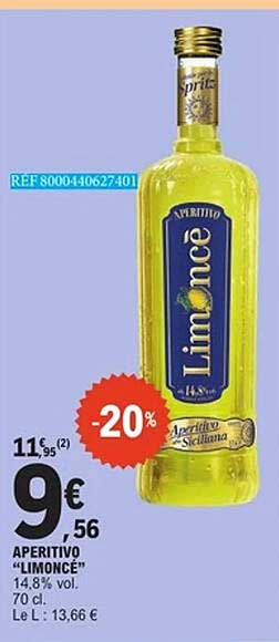 APERITIVO “LIMONCÈ” 14,8 % VOL. 70 CL