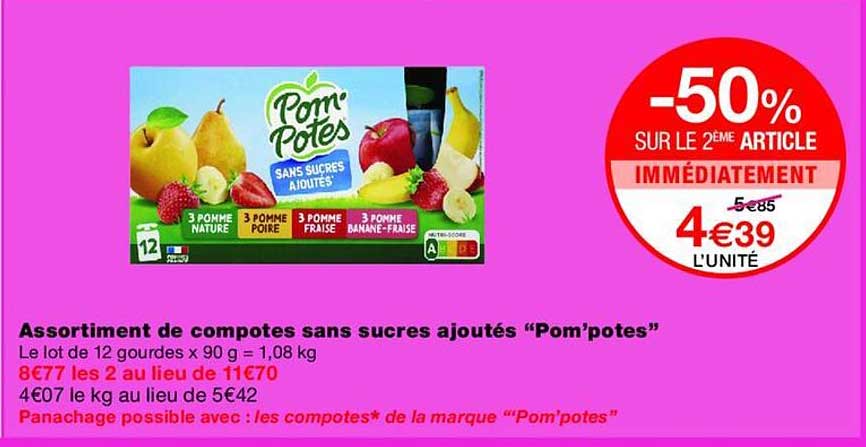 Assortiment de compotes sans sucres ajoutés “Pom’potes”