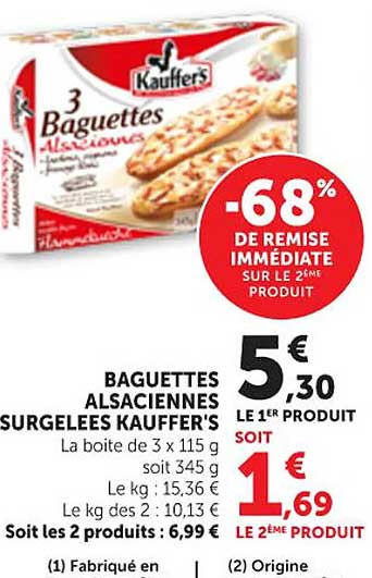 BAGUETTES ALSACIENNES SURGELÉES KAUFFER'S