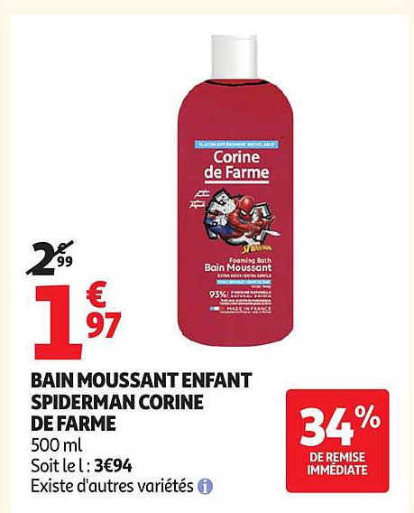 BAIN MOUSSANT ENFANT SPIDERMAN CORINE DE FARME
