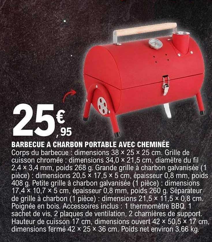 BARBECUE A CHARBON PORTABLE AVEC CHEMINÉE