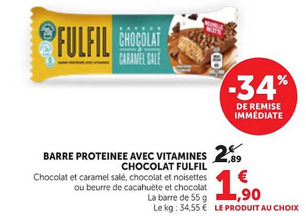 BARRE PROTEINEE AVEC VITAMINES CHOCOLAT FULFIL
