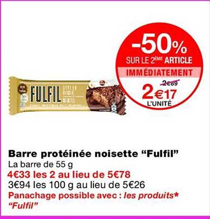 Barre protéinée noisette “Fulfil”
