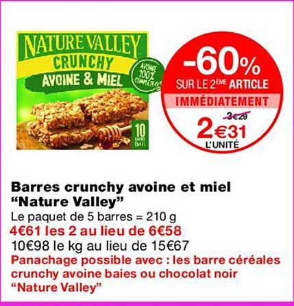 Barres crunchy avoine et miel “Nature Valley”