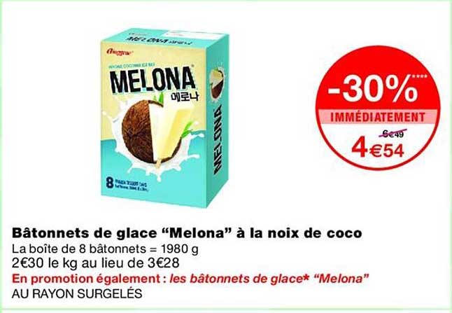 Bâtonnets de glace “Melona” à la noix de coco
