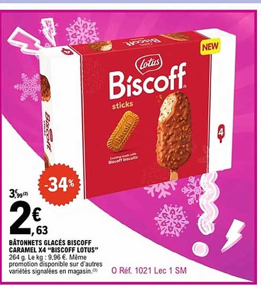 BÂTONNETS GLACÉS BISCOFF CARAMEL X4 “BISCOFF LOTUS”