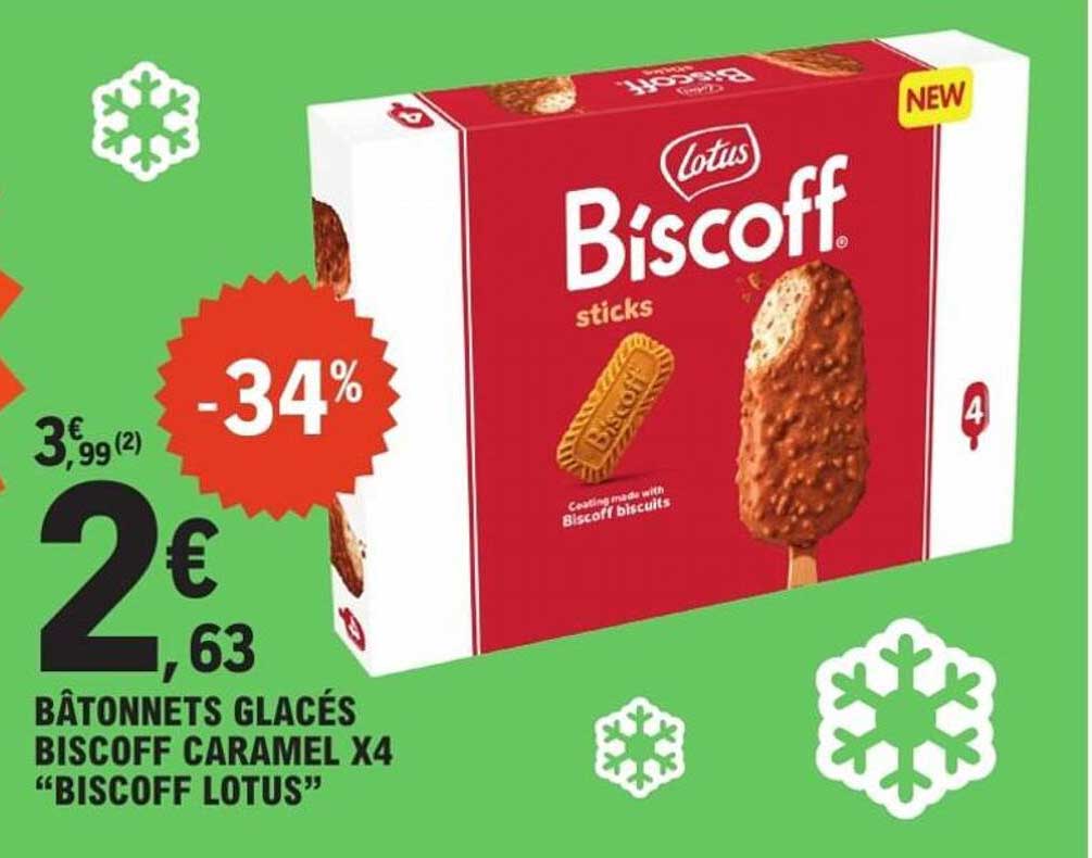 BÂTONNETS GLACÉS BISCOFF CARAMEL X4 “BISCOFF LOTUS”