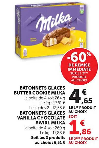 BATONNETS GLACES BUTTER COOKIE MILKA