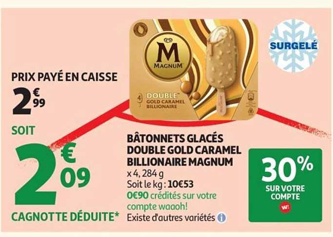 BÂTONNETS GLACÉS DOUBLE GOLD CARAMEL BILLIONAIRE MAGNUM