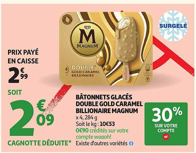 BÂTONNETS GLACÉS DOUBLE GOLD CARAMEL BILLIONAIRE MAGNUM