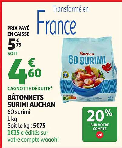 BÂTONNETS SURIMI AUCHAN