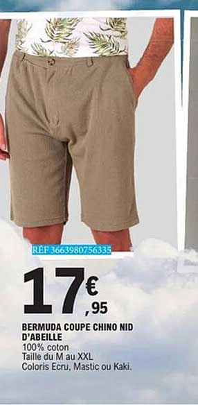 BERMUDA COUPE CHINO NID D’ABEILLE