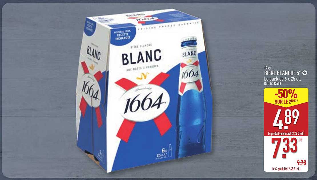 BIÈRE BLANCHE 5° Le pack de 6 x 25 cl.