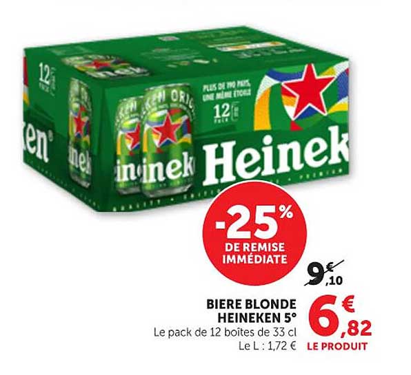 BIERE BLONDE HEINEKEN 5°