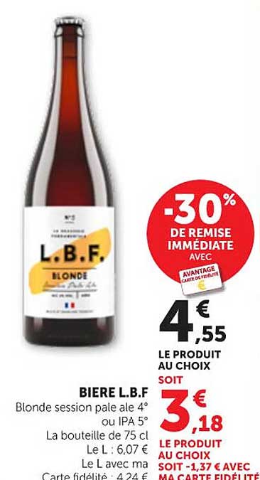 BIERE L.B.F. Blonde session pale ale 4° La bouteille de 75 cl
