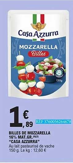 BILLES DE MOZZARELLA 16% MAT. GR. (8%) "CASA AZZURRA"