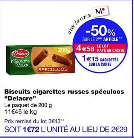 Biscuits cigarettes russes spéculoos “Delacre”