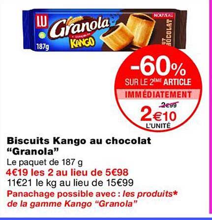 Biscuits Kango au chocolat “Granola”
