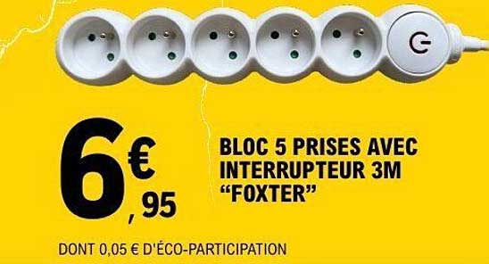 BLOC 5 PRISES AVEC INTERRUPTEUR 3M “FOXTER”