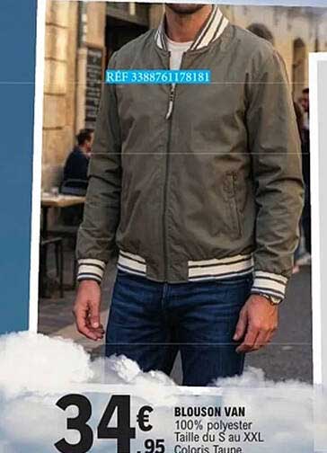 BLOUSON VAN 100% polyester Taille du S au XXL Coloris Taupe