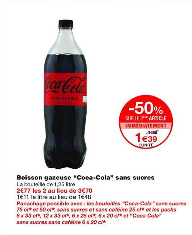 Boisson gazeuse “Coca-Cola” sans sucres