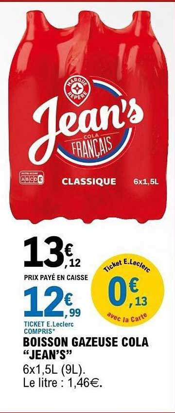 BOISSON GAZEUSE COLA “JEAN’S”