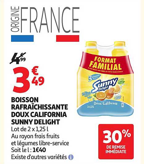 BOISSON RAFRAÎCHISSANTE DOUX CALIFORNIA SUNNY DELIGHT