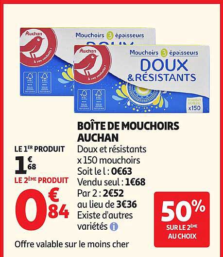 BOÎTE DE MOUCHOIRS AUCHAN