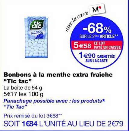 Bonbons à la menthe extra fraîche “Tic tac”