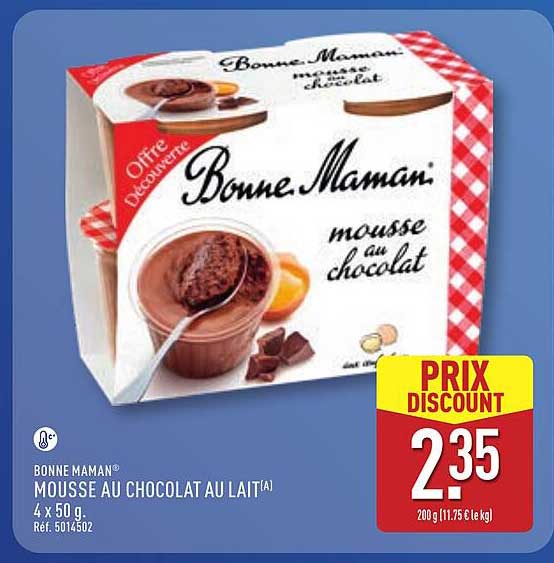 Bonne Maman mousse au chocolat au lait 4 x 50 g