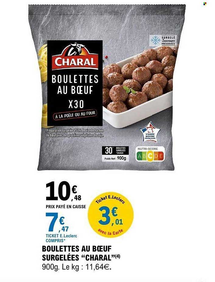 BOULETTES AU BŒUF SURGELÉES “CHARAL”