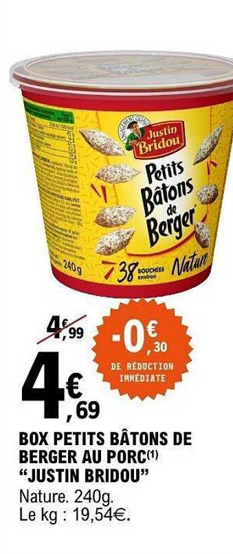 BOX PETITS BÂTONS DE BERGER AU PORC(1) “JUSTIN BRIDOU”