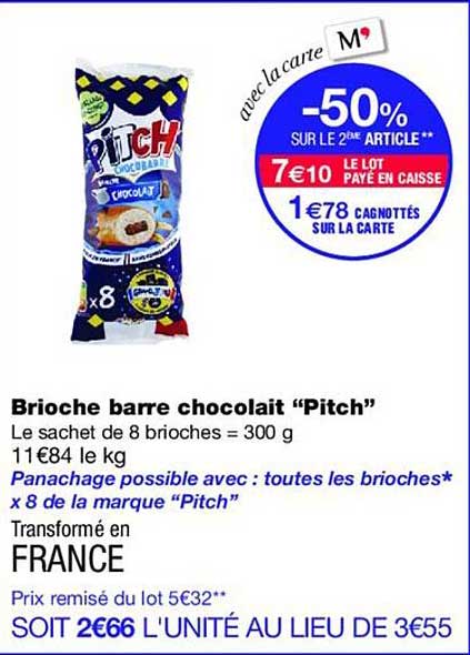 Brioche barre chocolat “Pitch”