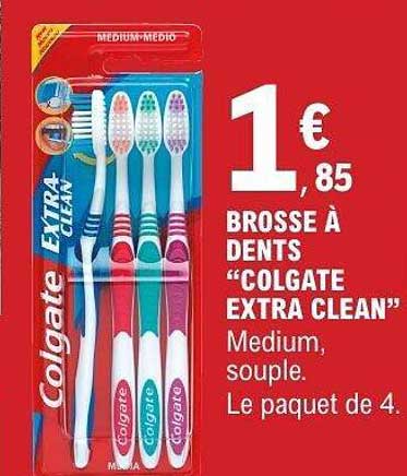 BROSSE A DENTS “COLGATE EXTRA CLEAN” Medium, souple. Le paquet de 4.