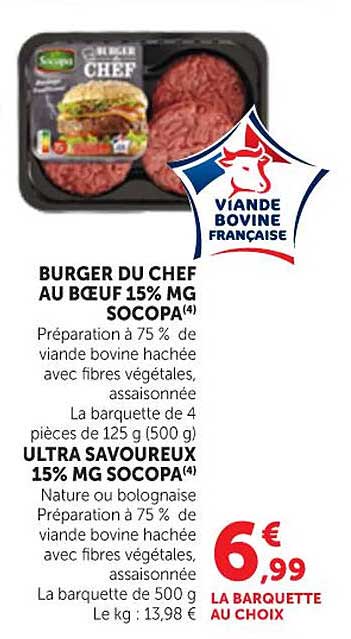 BURGER DU CHEF AU BOEUF 15% MG SOCOPA(4)