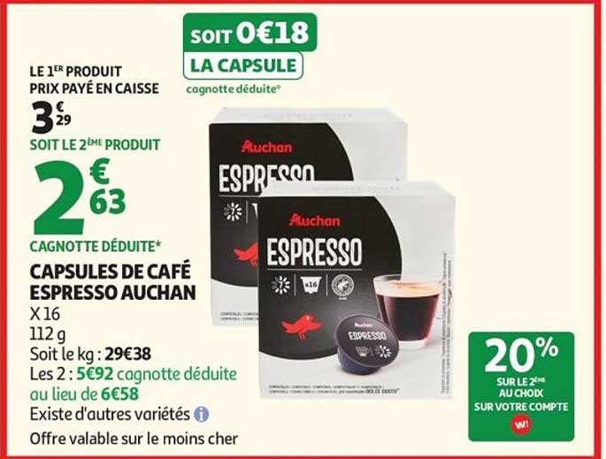 CAPSULES DE CAFÉ ESPRESSO AUCHAN