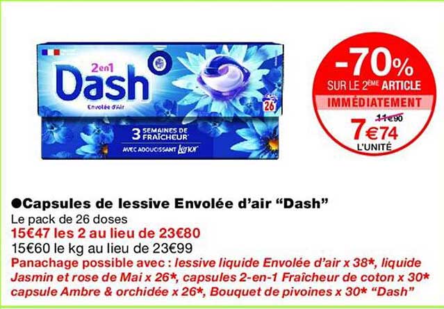 Capsules de lessive Envolée d’air “Dash”