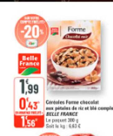 Céréales Femme chocolat aux pétales de riz et blé complet BELLE FRANCE