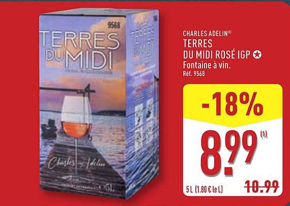 CHARLES ADELINO TERRES DU MIDI ROSÉ IGP Fontaine à vin. Réf. 9568