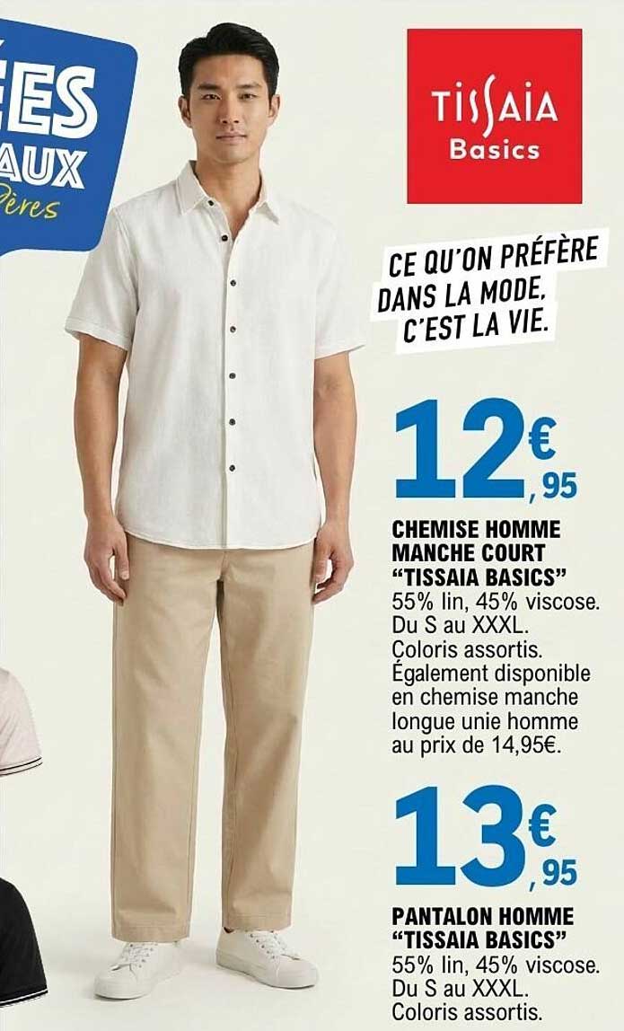 CHEMISE HOMME MANCHE COURT “TISSAIA BASICS”
