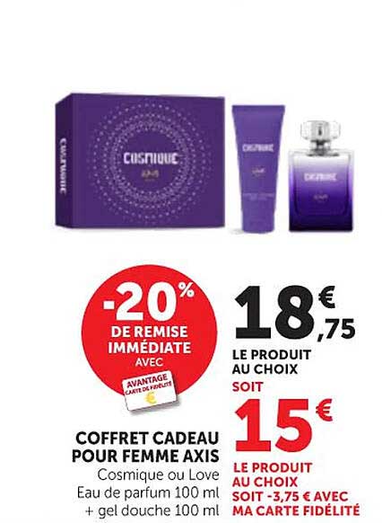 COFFRET CADEAU POUR FEMME AXIS Cosmique ou Love Eau de parfum 100 ml + gel douche 100 ml