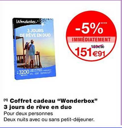 Coffret cadeau “Wonderbox” 3 jours de rêve en duo