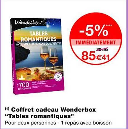 Coffret cadeau Wonderbox “Tables romantiques”