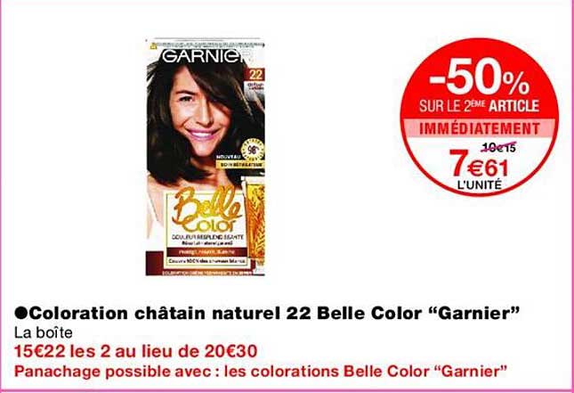 Coloration châtain naturel 22 Belle Color “Garnier”