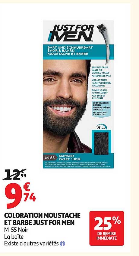 COLORATION MOUSTACHE ET BARBE JUST FOR MEN M-55 Noir