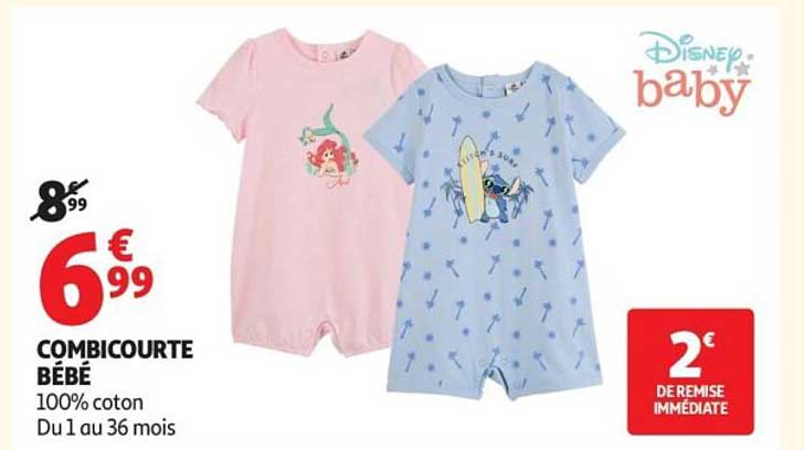 COMBICOURTE BÉBÉ 100% coton Du 1 au 36 mois